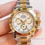 1:1 Best Clone Rolex Daytona Two Tone White Dial Watch Noob Factory 904L 4130 Movement